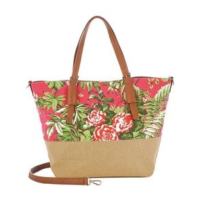 Canvas/vegan leather floral tote